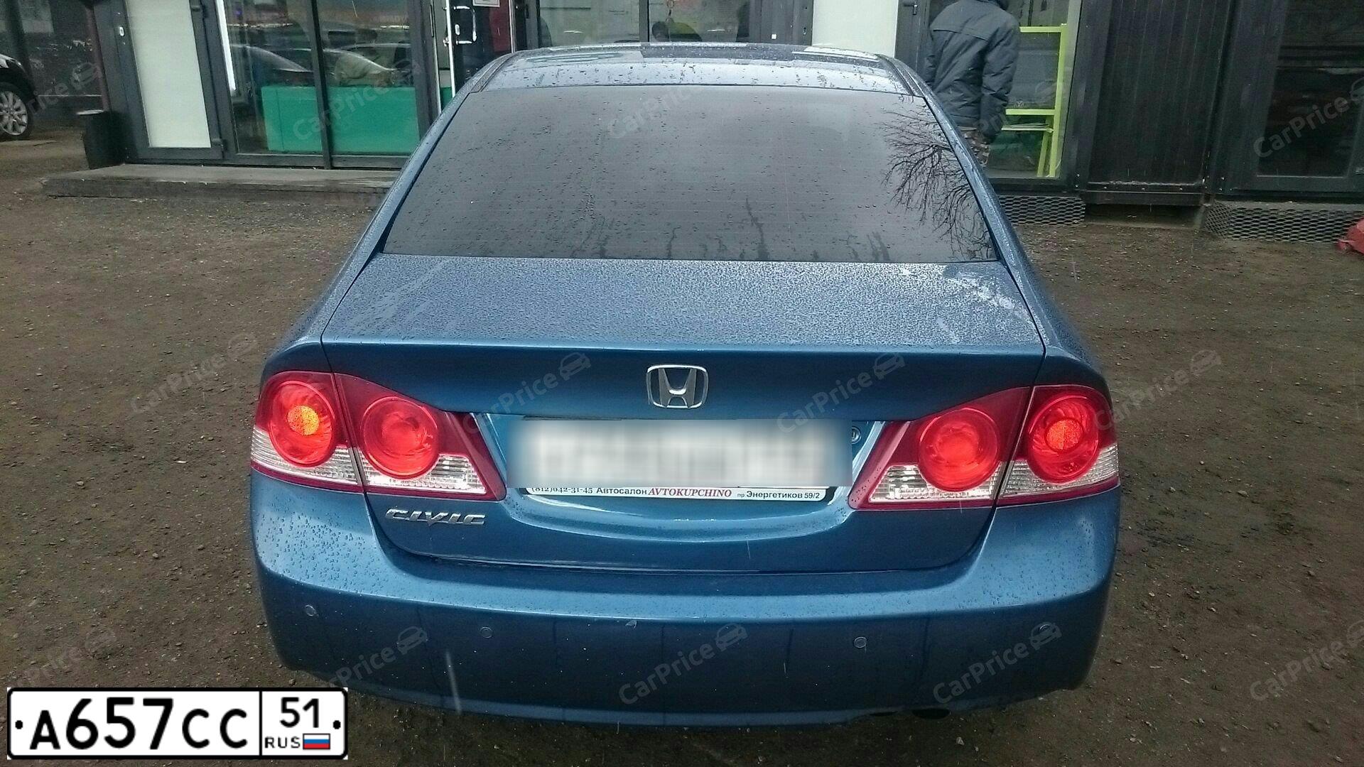 Фото автомобиля HONDA CIVIC, 2008 — госномер В010СЕ716. Цвет: СВЕТЛО-СИНИЙ