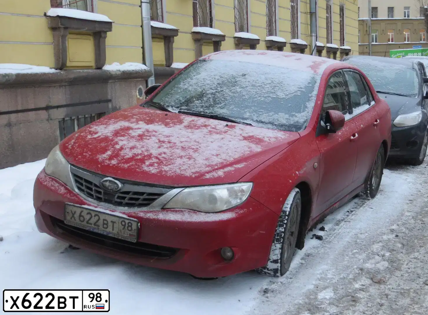 Фото автомобиля SUBARU IMPREZA, 2008 — госномер Х622ВТ98. Цвет: КРАСНЫЙ