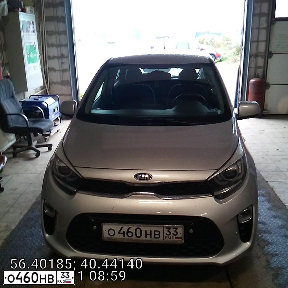 Фото автомобиля KIA PICANTO / MORNING, 2017 — госномер О460НВ33. Цвет: СЕРЕБРИСТЫЙ