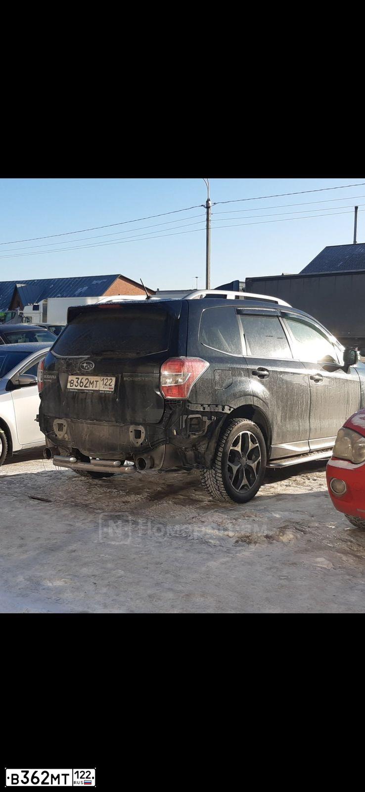 Фото автомобиля SUBARU FORESTER, 2012 — госномер В362МТ122. Цвет: ЧЕРНЫЙ