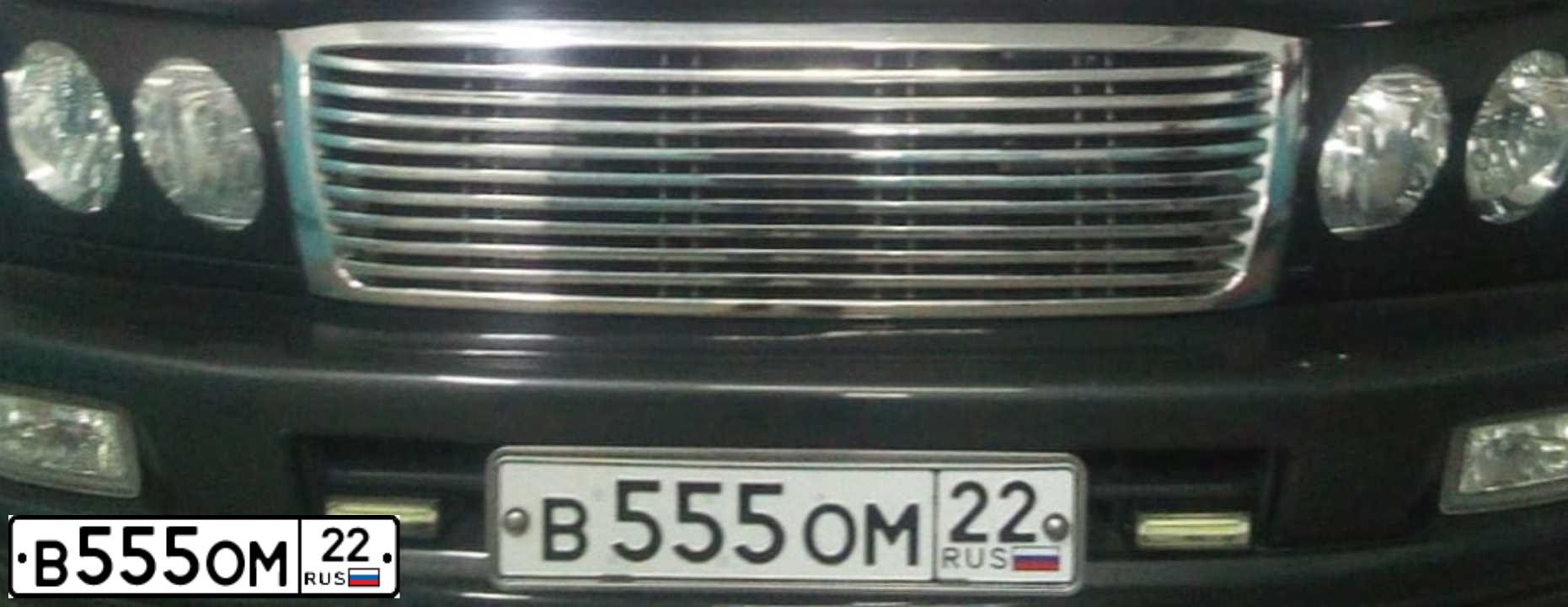 Фото автомобиля TOYOTA LANDCRUISER, 2003 — госномер В555ОМ22. Цвет: ЧЕРНЫЙ
