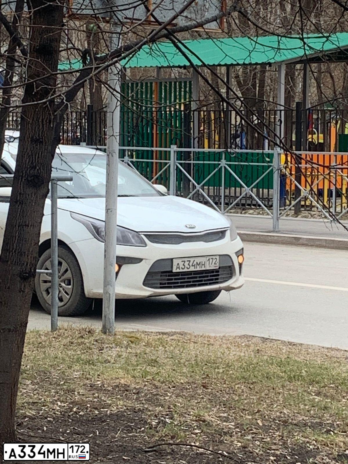 Фото автомобиля KIA RIO, 2019 — госномер А334МН172. Цвет: ЖЕЛТЫЙ
