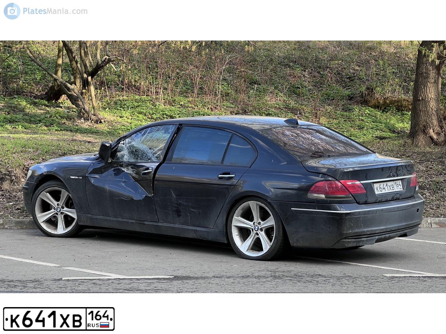 Фото автомобиля BMW SERIE 7, 2003 — госномер К641ХВ164. Цвет: ЧЕРНЫЙ