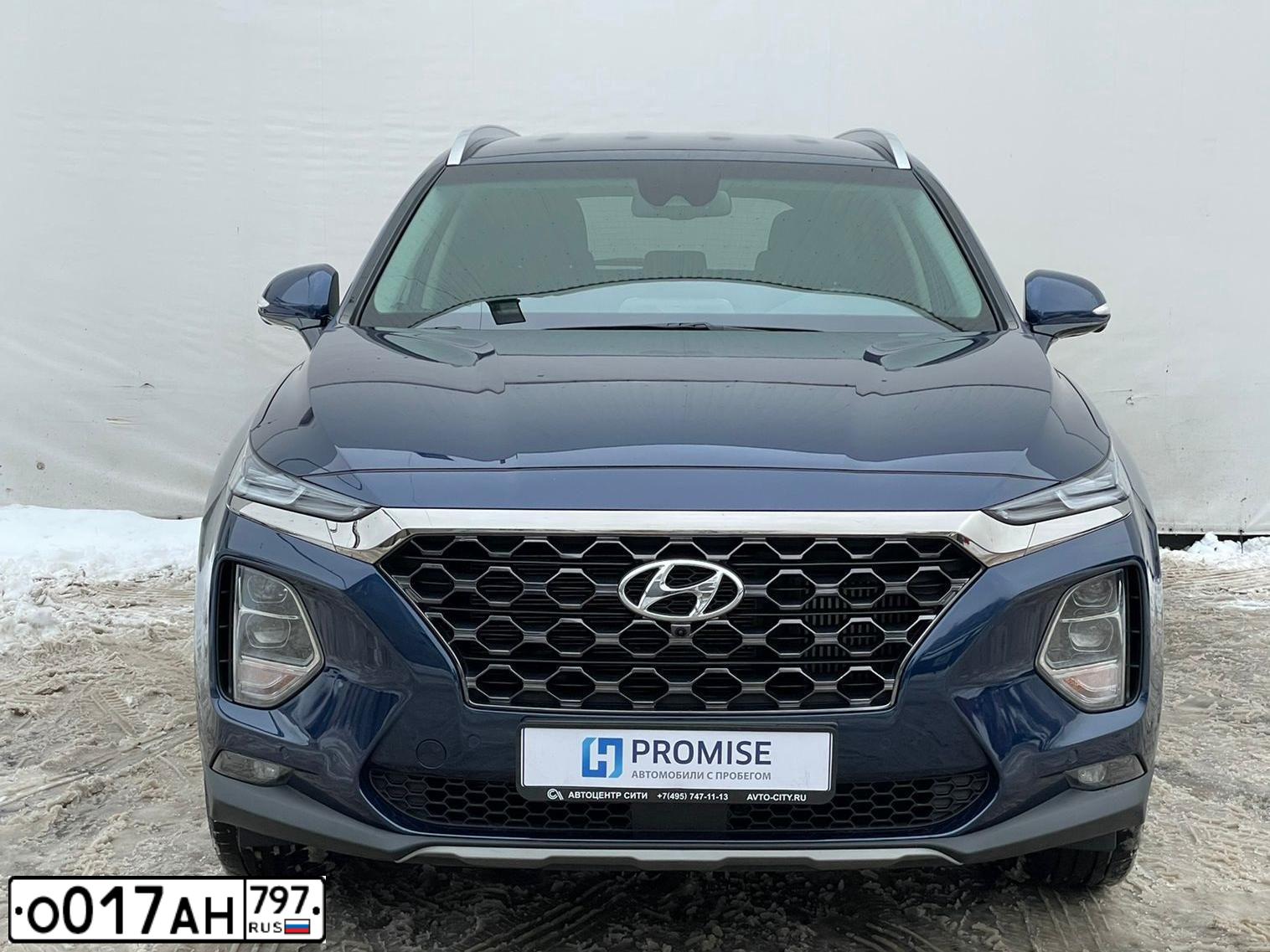 Фото автомобиля HYUNDAI SANTA FE, 2020 — госномер Т112СР76. Цвет: синий