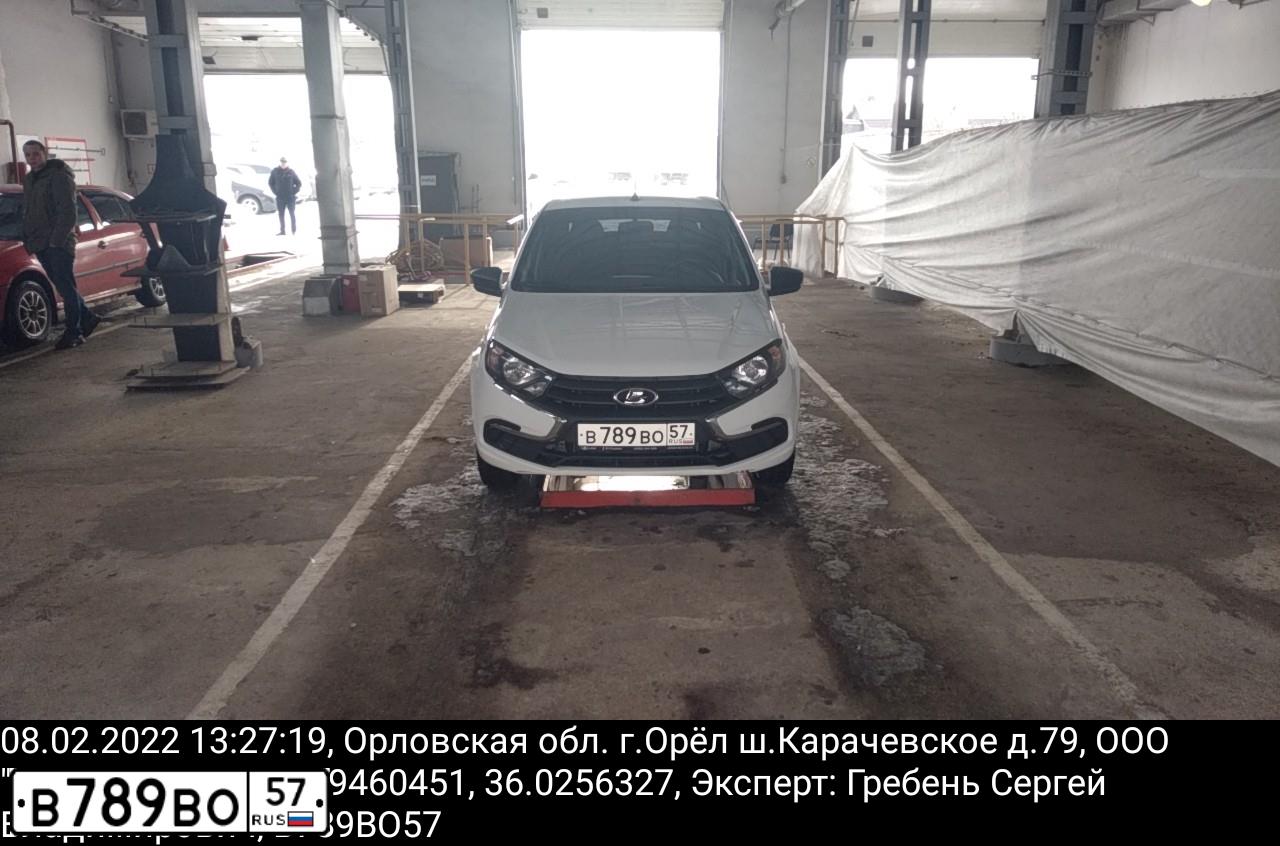 Фото автомобиля LADA 2190 GRANTA, 2018 — госномер В789ВО57. Цвет: Белый