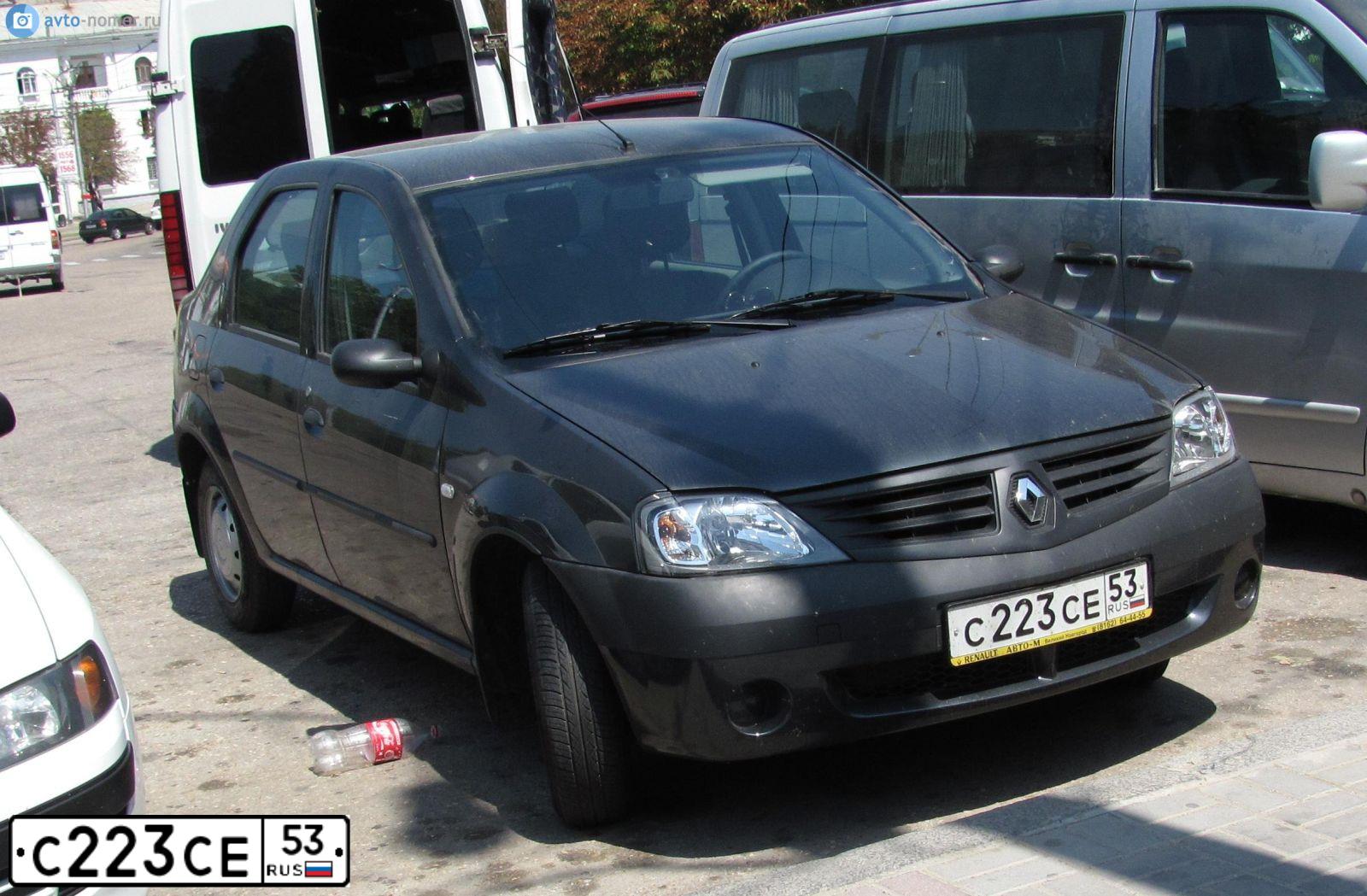 Фото автомобиля RENAULT LOGAN, 2009 — госномер С698ОХ53. Цвет: ТЕМНО-СЕРЫЙ