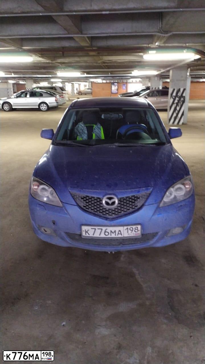 Фото автомобиля MAZDA 3, 2005 — госномер К776МА198. Цвет: синий