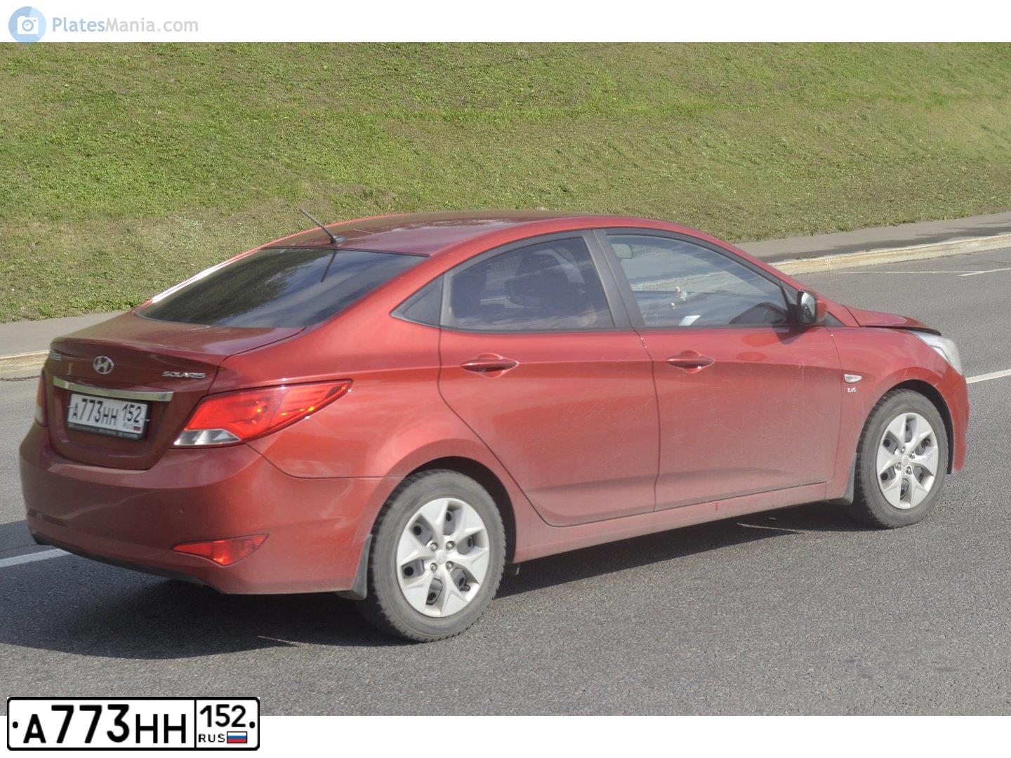 Фото автомобиля HYUNDAI SOLARIS, 2011 — госномер А773НН152. Цвет: СЕРЫЙ