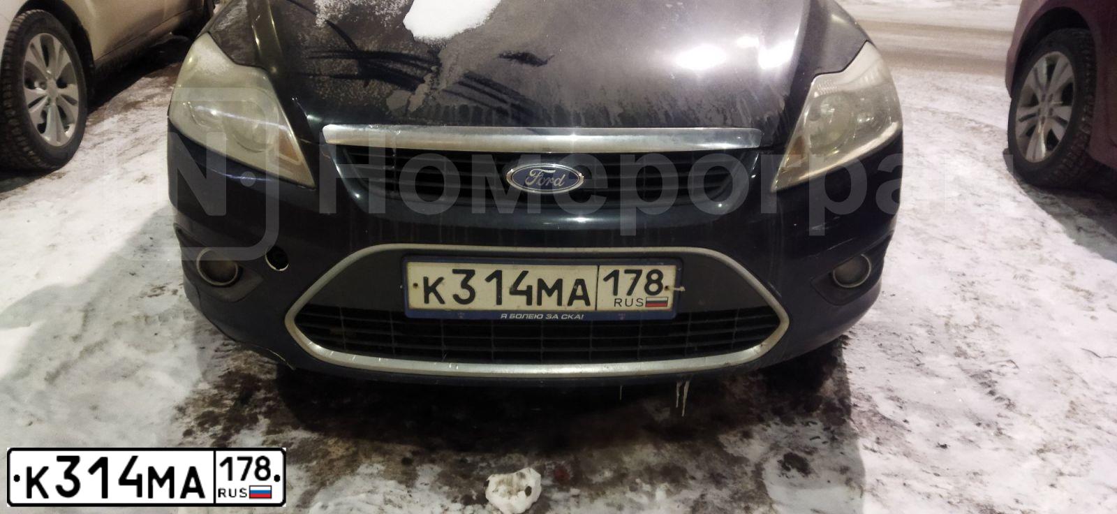 Фото автомобиля FORD FOCUS, 2008 — госномер К314МА178. Цвет: ЧЕРНЫЙ
