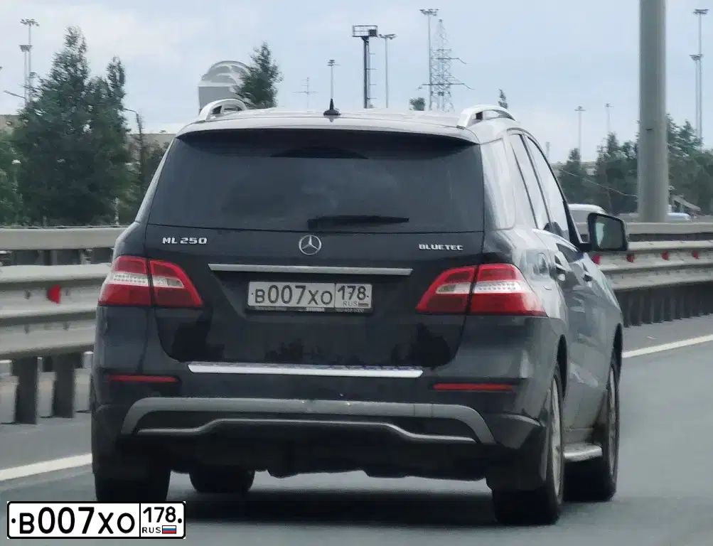 Фото автомобиля MERCEDES M-KLASSE, 2015 — госномер В007ХО178. Цвет: ЧЕРНЫЙ