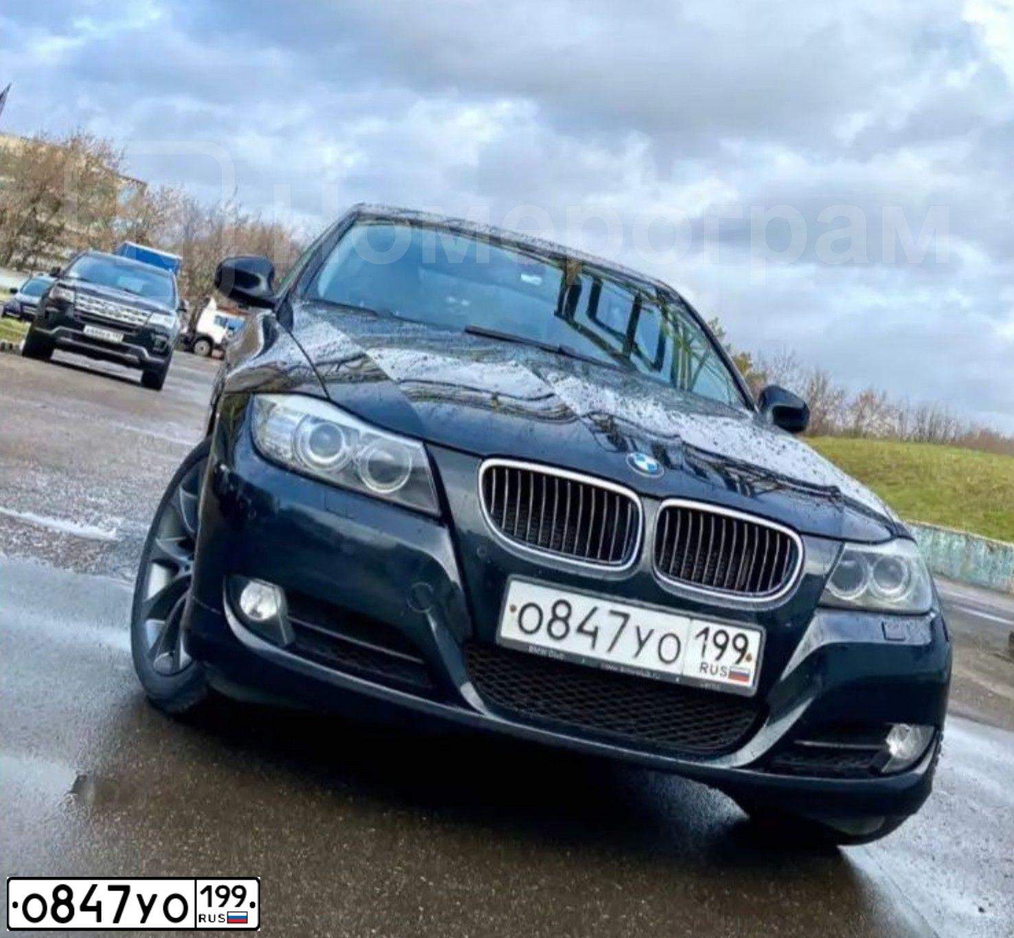 Фото автомобиля BMW SERIE 3, 2009 — госномер О847УО199. Цвет: ЧЕРНЫЙ