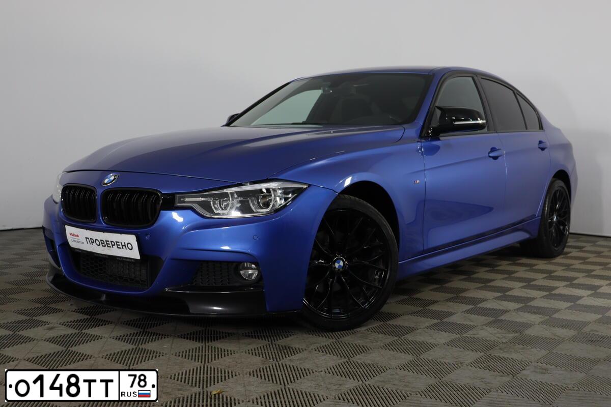 Фото автомобиля BMW SERIE 3, 2017 — госномер О148ТТ78. Цвет: синий