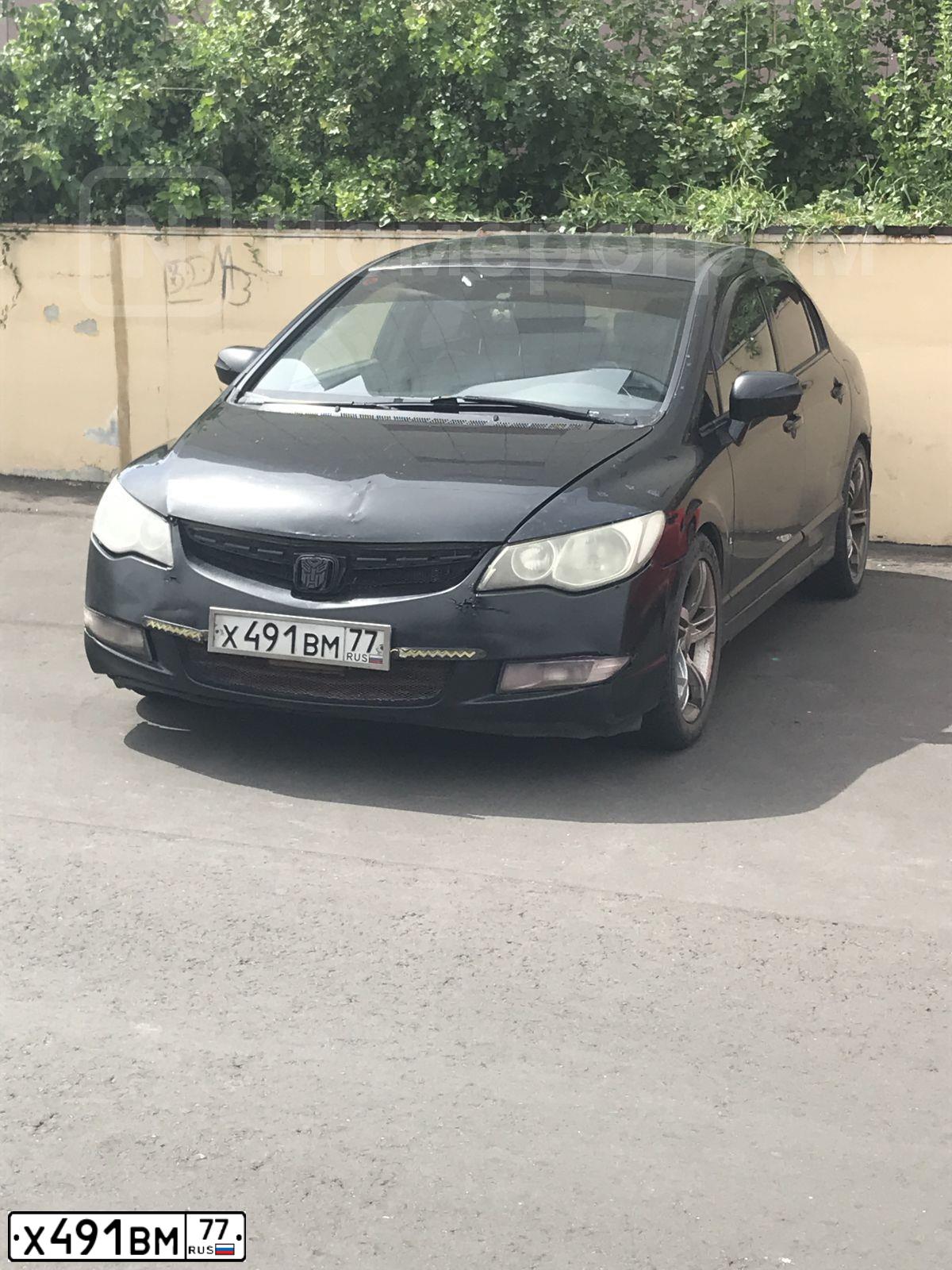 Фото автомобиля HONDA CIVIC, 2007 — госномер Х491ВМ77. Цвет: ЧЕРНЫЙ