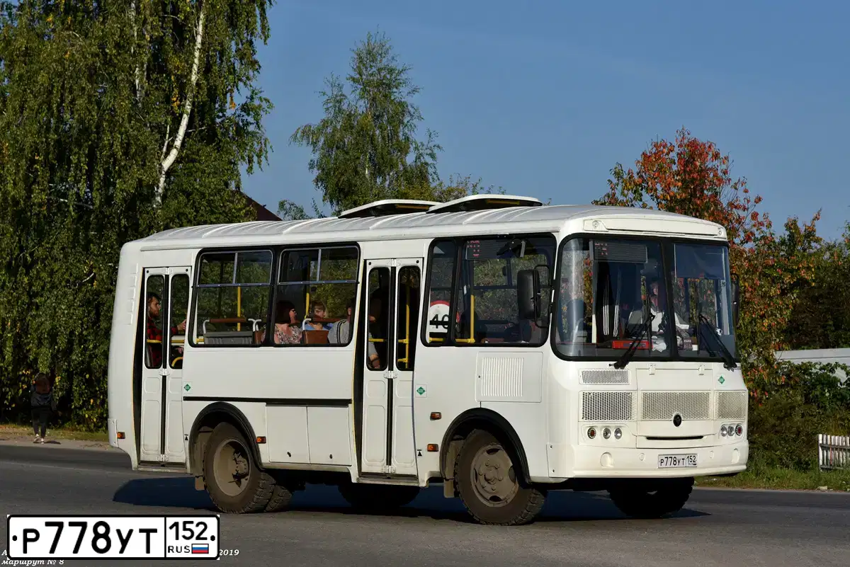 Фото автомобиля PAZ Z 3205, 2019 — госномер Р778УТ152. Цвет: БЕЛЫЙ