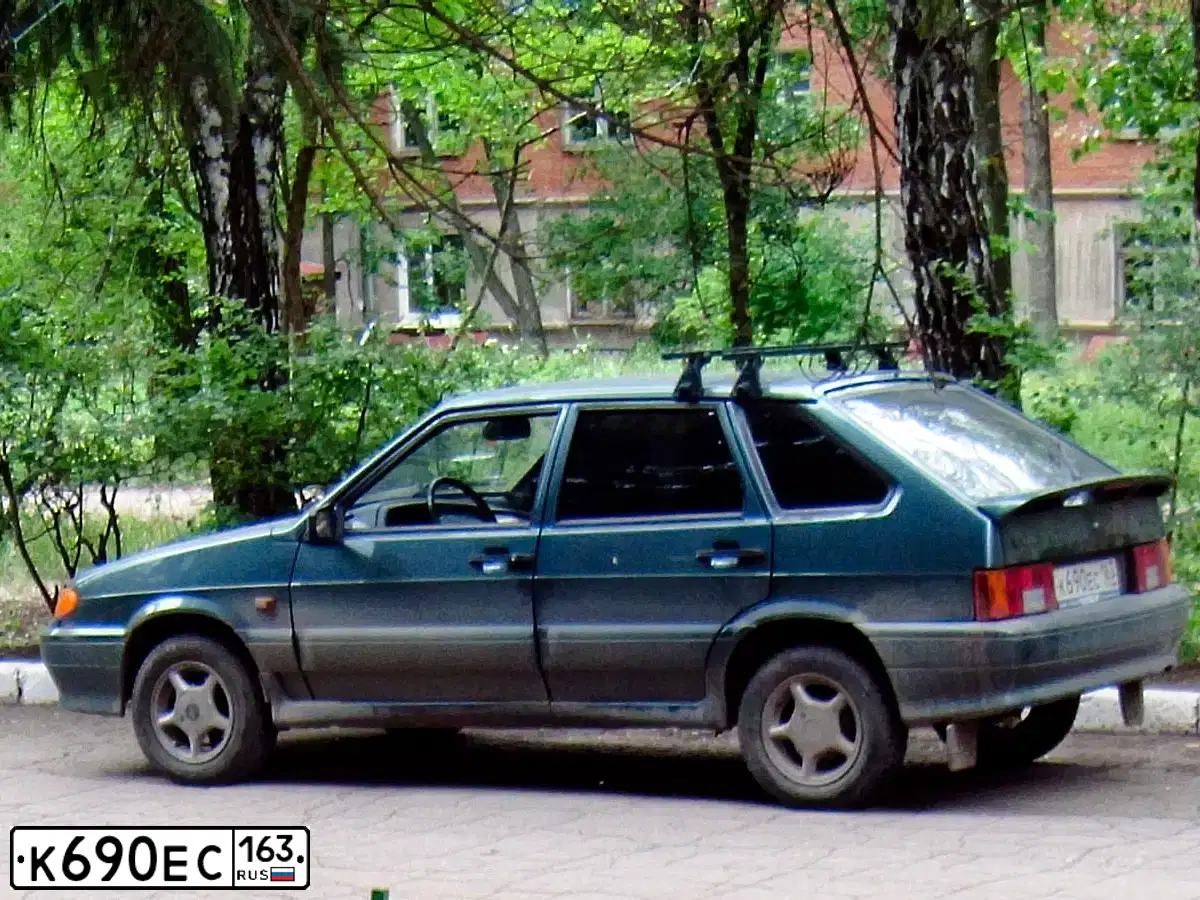Фото автомобиля LADA 2114 SAMARA, 2008 — госномер К690ЕС163. Цвет: СЕРО-СИНЕ-ЗЕЛЕНЫЙ