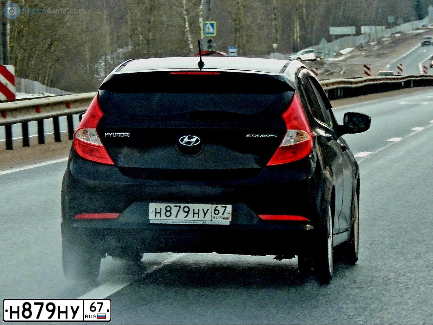 Фото автомобиля HYUNDAI SOLARIS, 2014 — госномер Н879НУ67. Цвет: ЧЕРНЫЙ