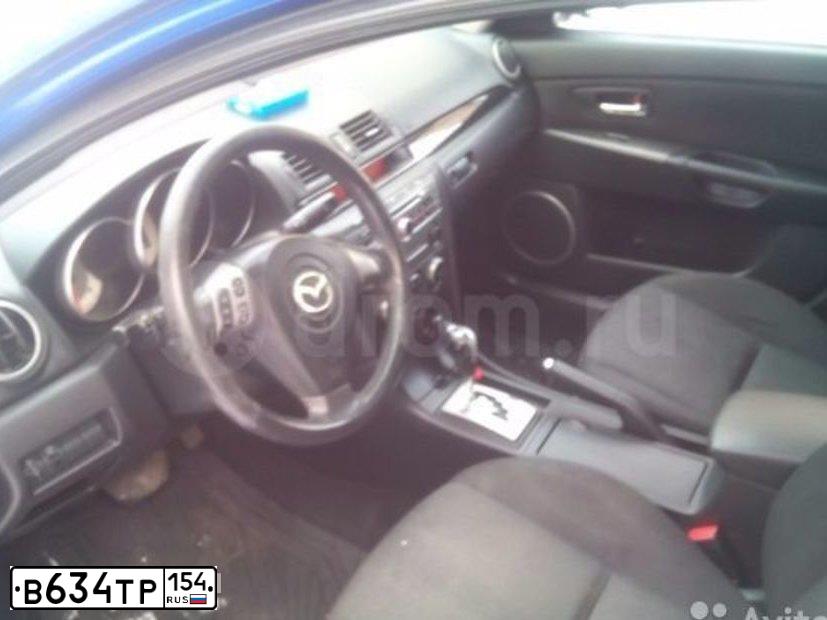 Фото автомобиля MAZDA 3, 2007 — госномер В634ТР154. Цвет: синий