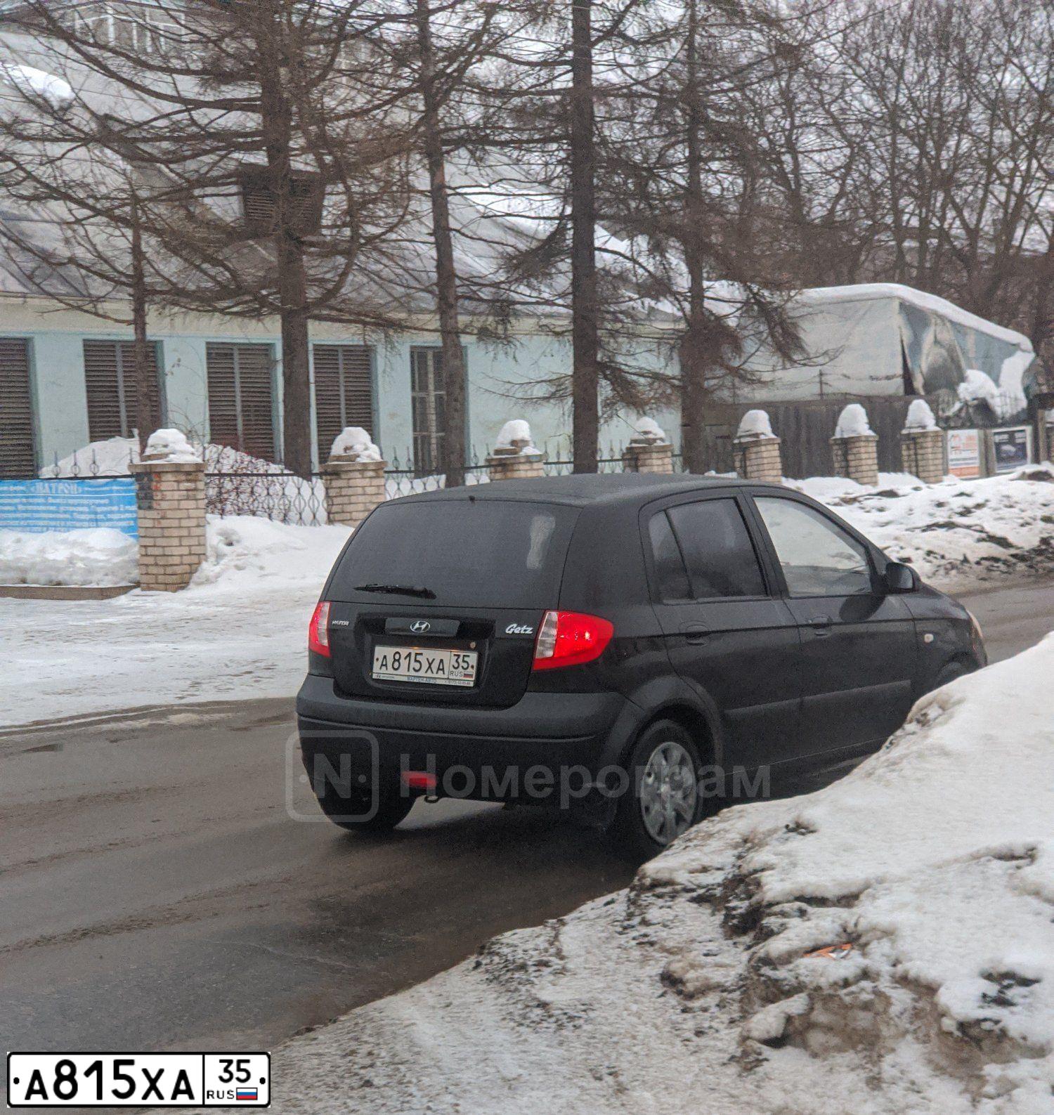 Фото автомобиля HYUNDAI GETZ, 2009 — госномер А815ХА35. Цвет: ЧЕРНЫЙ