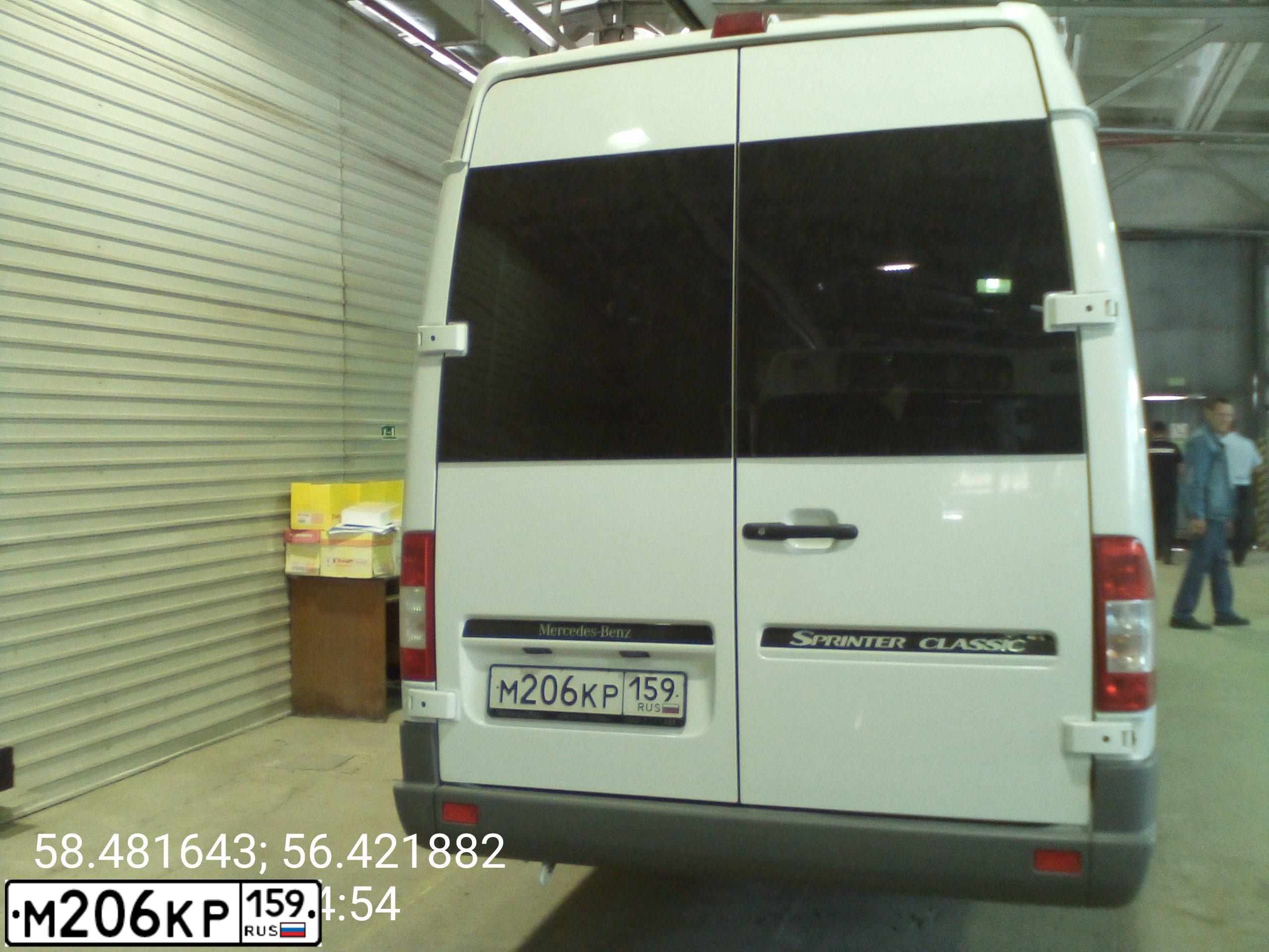 Фото автомобиля MERCEDES SPRINTER, 2017 — госномер М206КР159. Цвет: БЕЛЫЙ