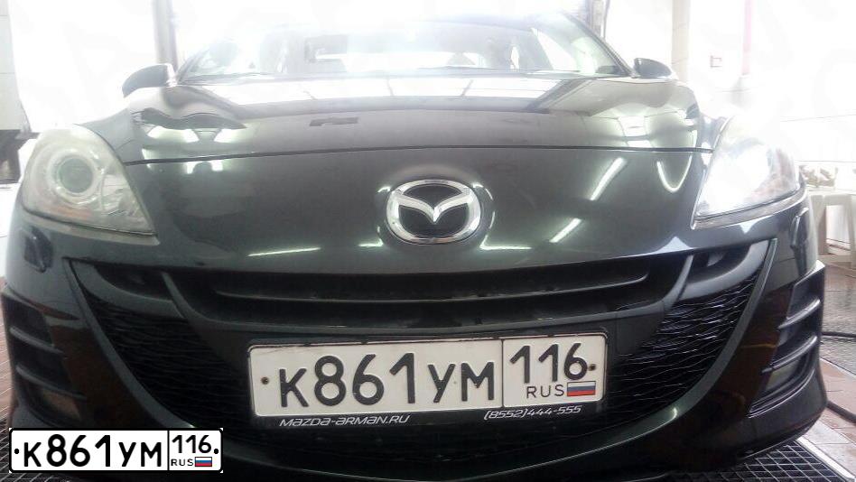 Фото автомобиля MAZDA 3, 2009 — госномер К861УМ116. Цвет: ЧЕРНЫЙ
