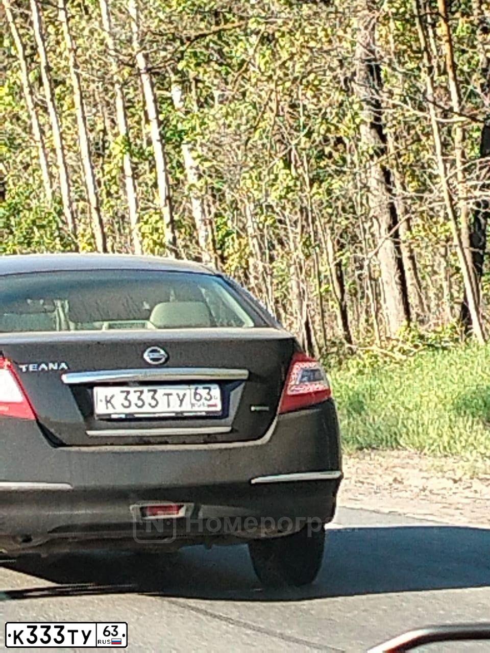 Фото автомобиля NISSAN TEANA, 2011 — госномер К333ТУ63. Цвет: ЧЕРНЫЙ