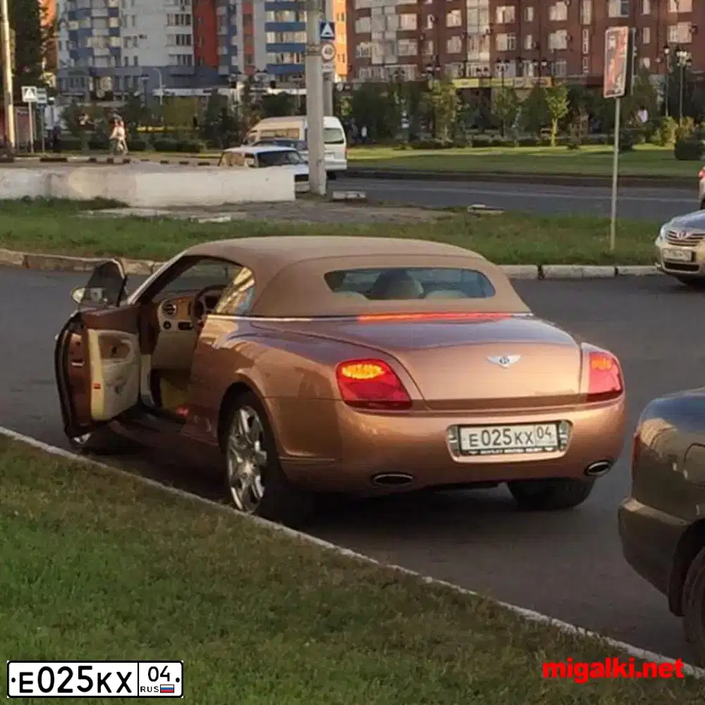 Фото автомобиля BENTLEY Y CONTINENTAL, 2008 — госномер Е025КХ04. Цвет: ОРАНЖЕВЫЙ