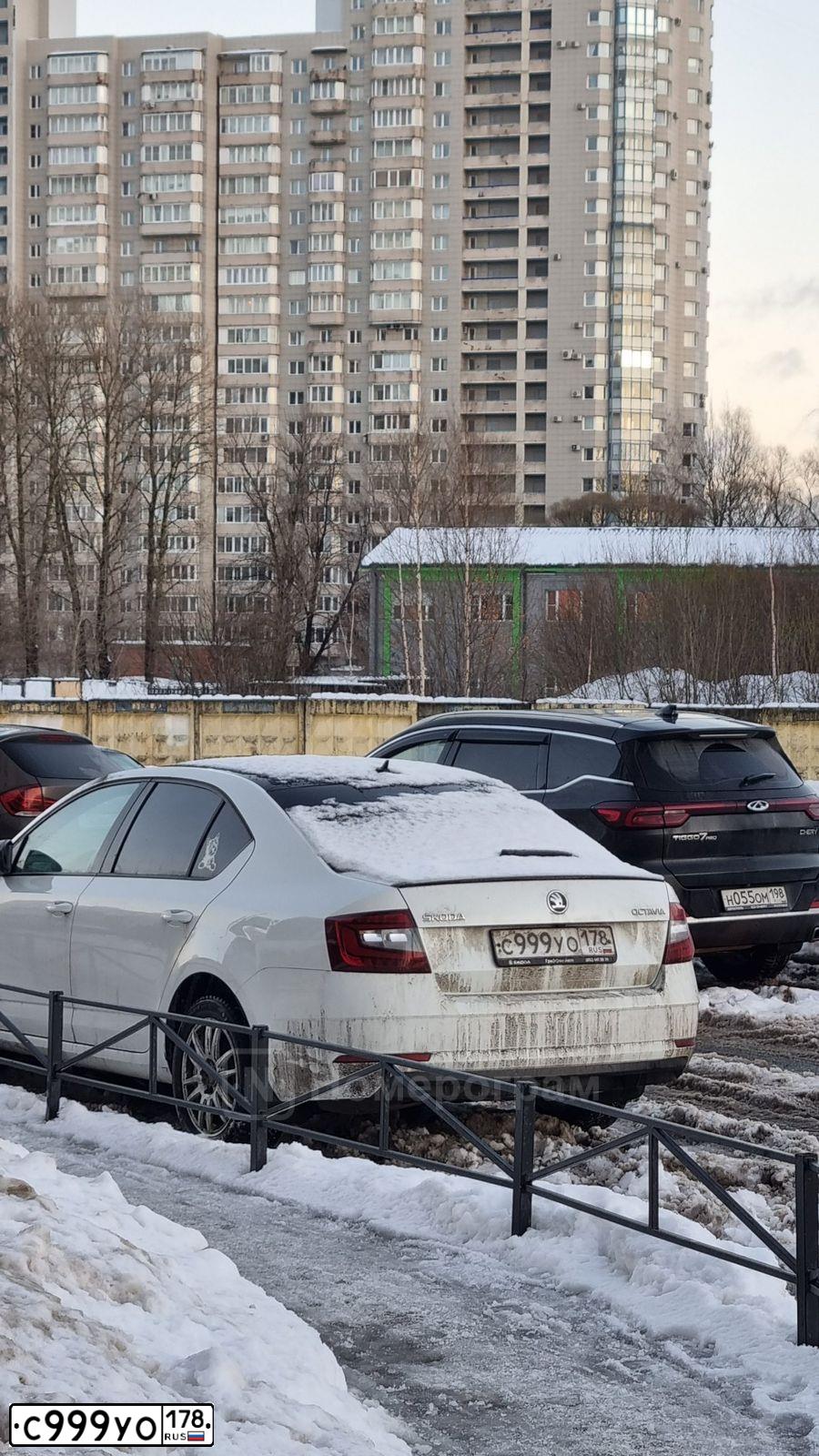 Фото автомобиля SKODA OCTAVIA, 2014 — госномер Е608СА198. Цвет: Белый