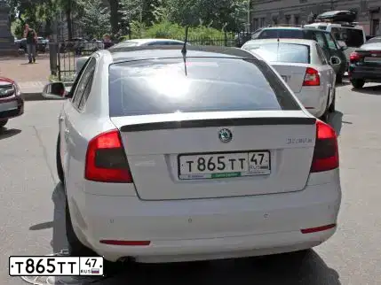 Фото автомобиля SKODA OCTAVIA, 2021 — госномер Т865ТТ47. Цвет: Белый черный 