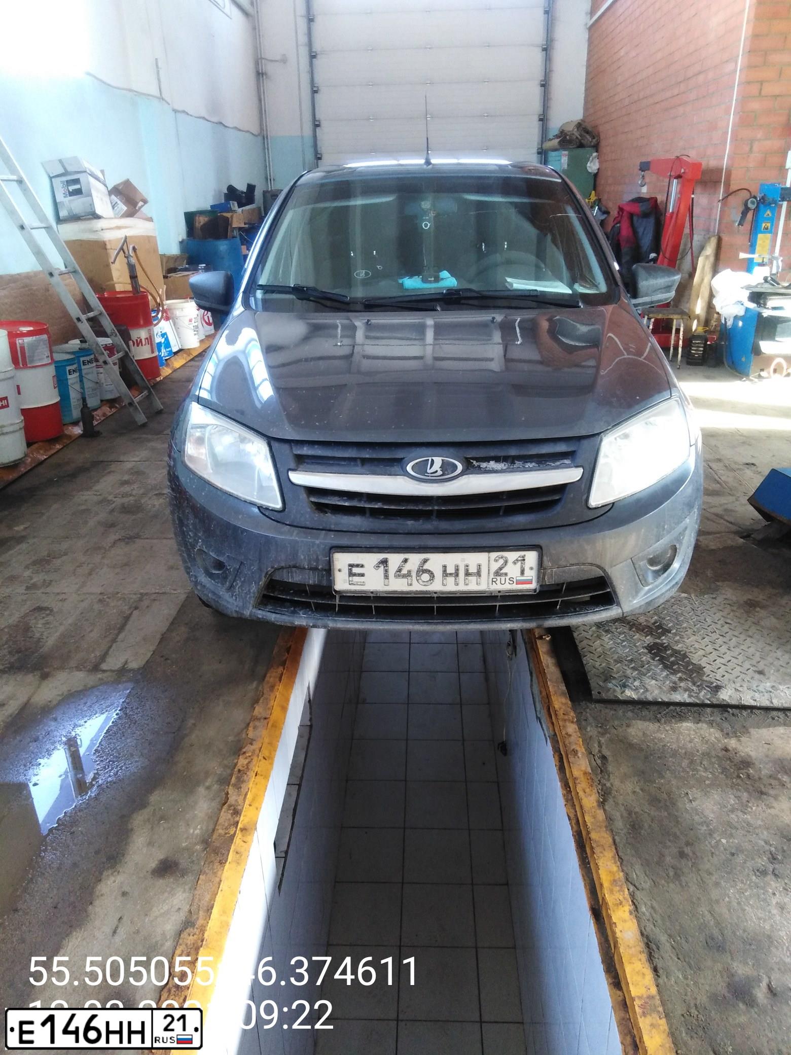 Фото автомобиля LADA 2191 GRANTA, 2015 — госномер Е146НН21. Цвет: СЕРЕБРИСТО-ТЕМНО-СЕРЫЙ