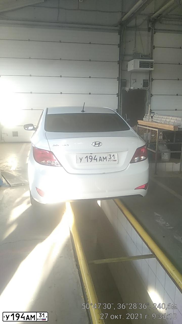 Фото автомобиля HYUNDAI SOLARIS, 2016 — госномер У194АМ31. Цвет: Белый