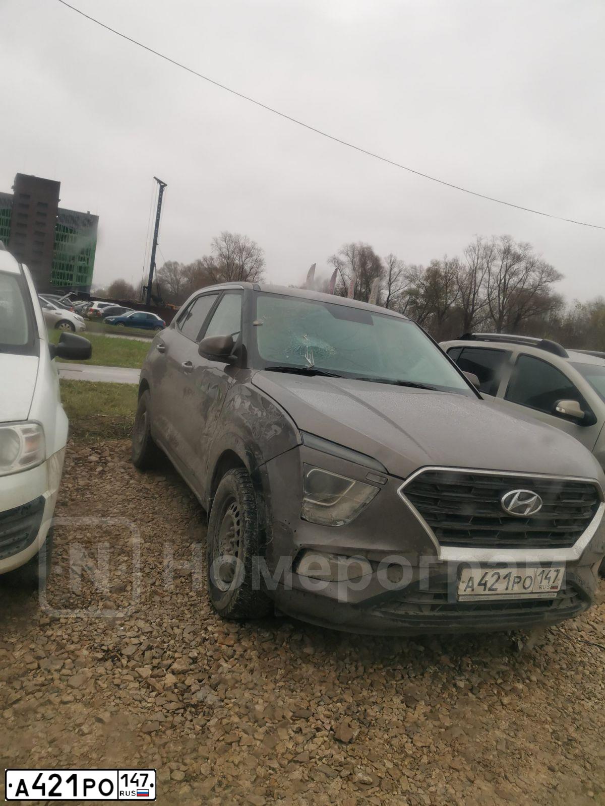 Фото автомобиля HYUNDAI CRETA, 2021 — госномер А421РО147. Цвет: СЕРЫЙ