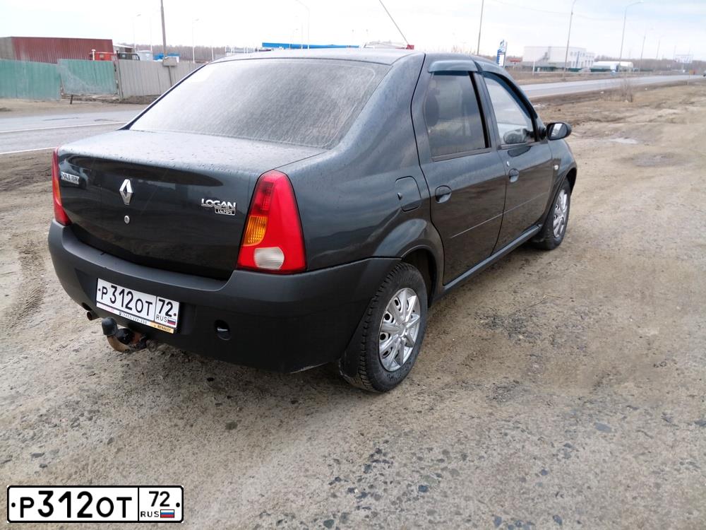 Фото автомобиля RENAULT LOGAN, 2006 — госномер Р312ОТ72. Цвет: ТЕМНО-СЕРЫЙ