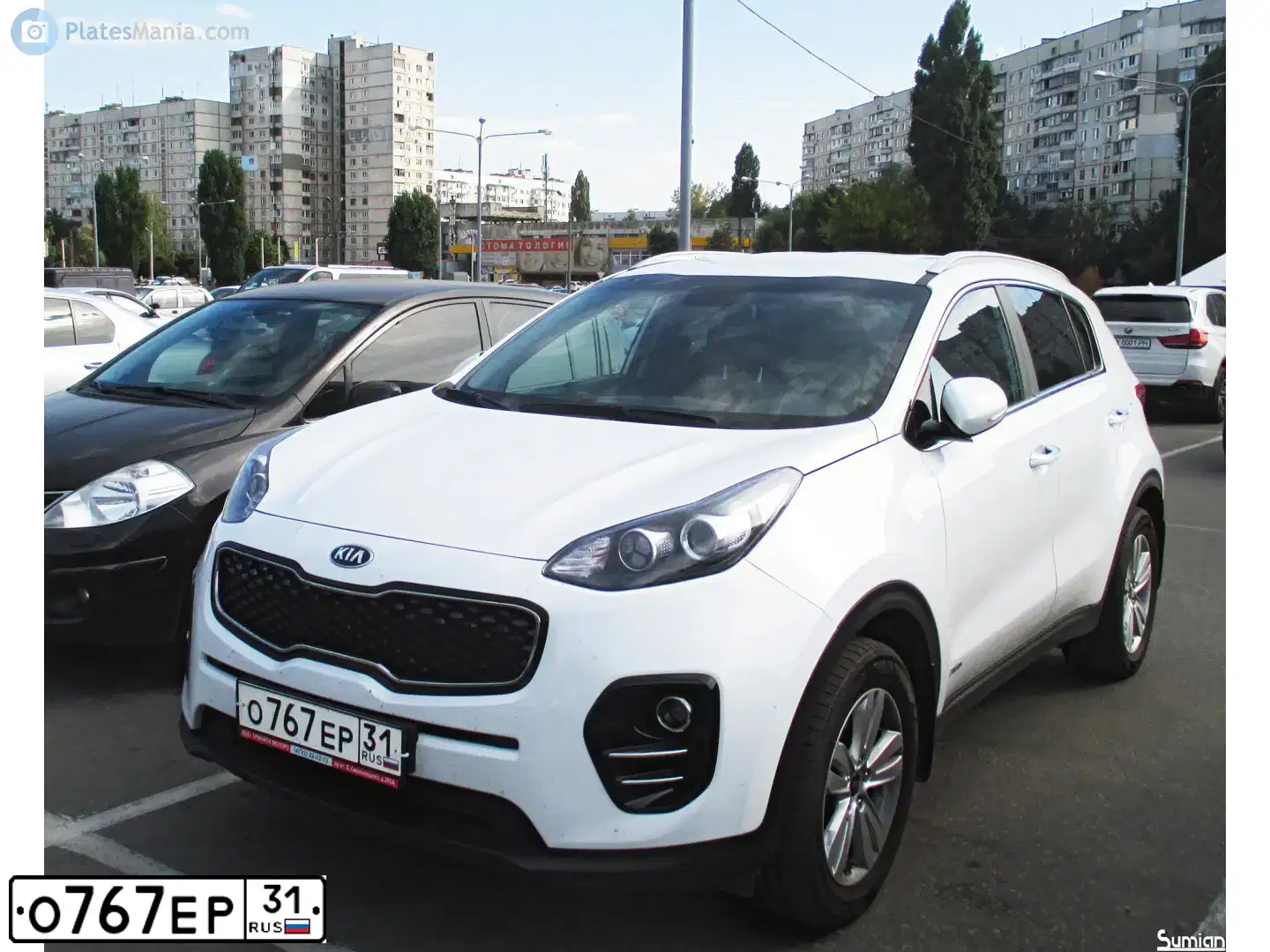Фото автомобиля KIA SPORTAGE, 2016 — госномер О767ЕР31. Цвет: БЕЛЫЙ