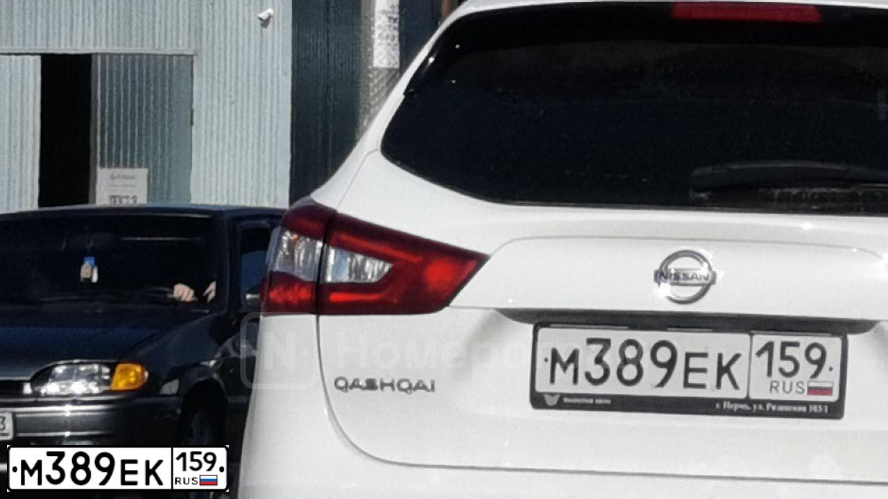 Фото автомобиля NISSAN QASHQAI, 2017 — госномер М389ЕК159. Цвет: БЕЛЫЙ