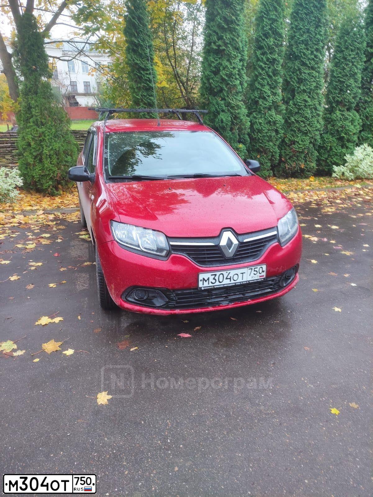 Фото автомобиля RENAULT LOGAN, 2017 — госномер М304ОТ750. Цвет: КРАСНЫЙ