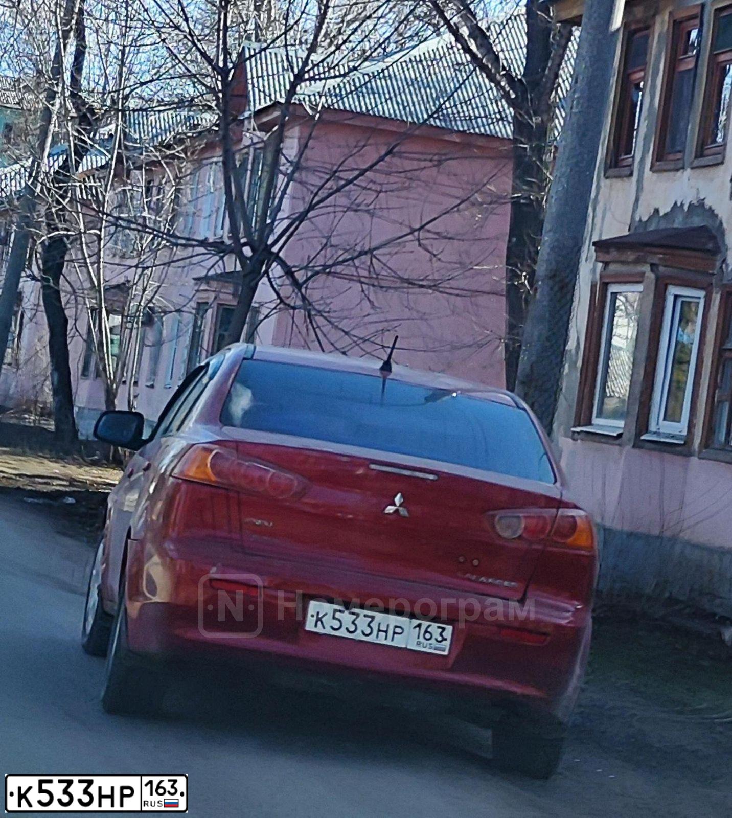 Фото автомобиля MITSUBISHI LANCER, 2008 — госномер К533НР163. Цвет: КРАСНЫЙ