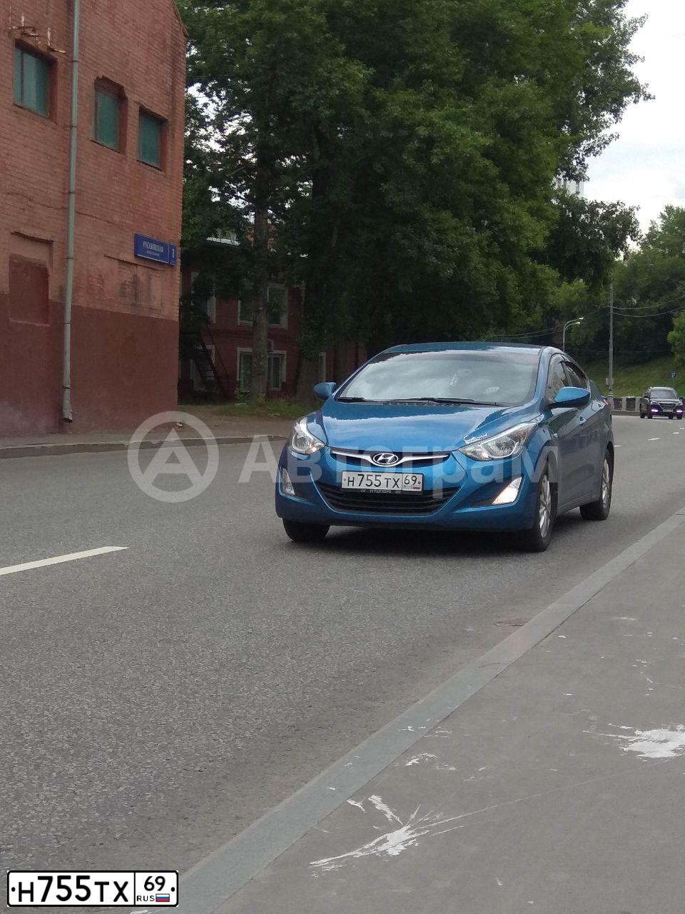 Фото автомобиля HYUNDAI ELANTRA, 2015 — госномер Н755ТХ69. Цвет: синий