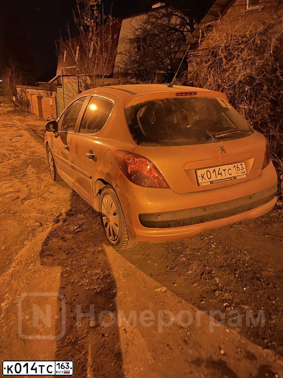Фото автомобиля PEUGEOT 207, 2008 — госномер К014ТС163. Цвет: Оранжевый