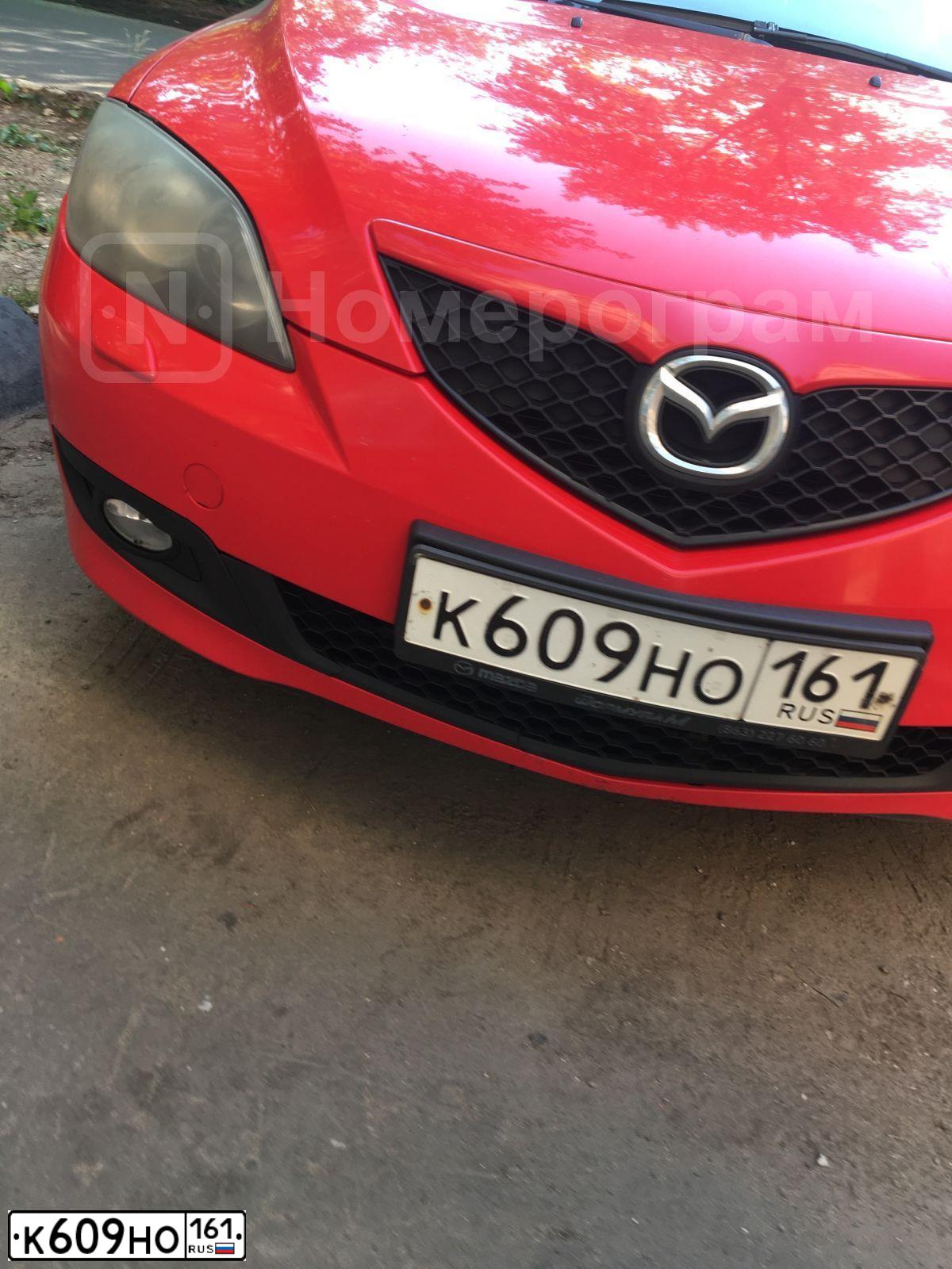Фото автомобиля MAZDA 3, 2007 — госномер К609НО161. Цвет: КРАСНЫЙ