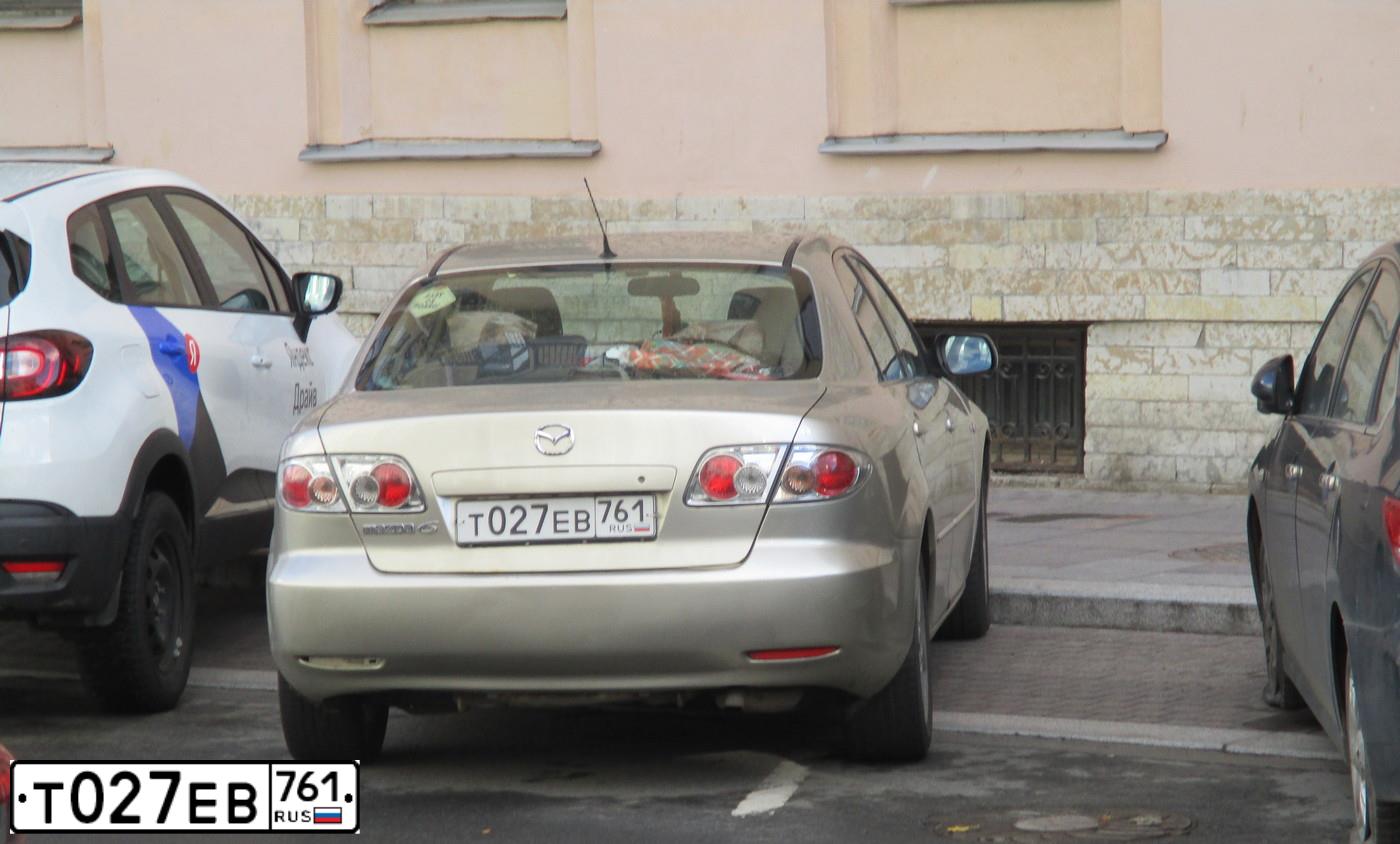 Фото автомобиля MAZDA 6, 2004 — госномер Т027ЕВ761. Цвет: СЕРЫЙ