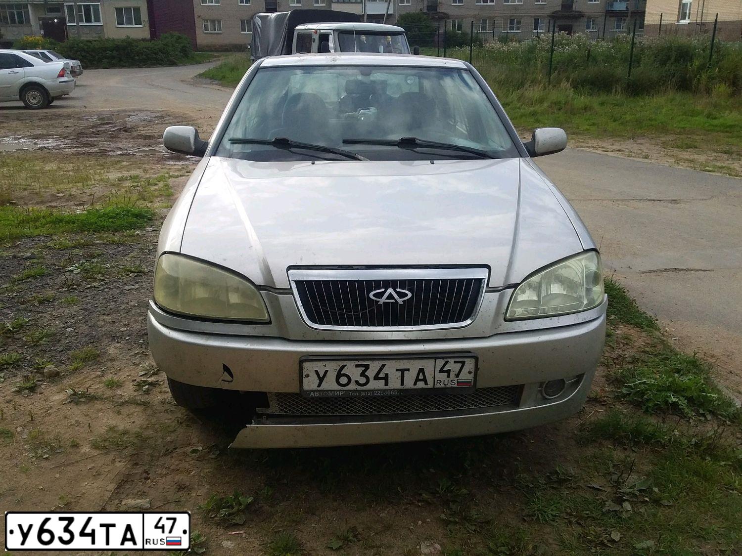 Фото автомобиля CHERY AMULET /FLAGCLOUD/, 2007 — госномер К331ОМ147. Цвет: СЕРЕБРИСТЫЙ