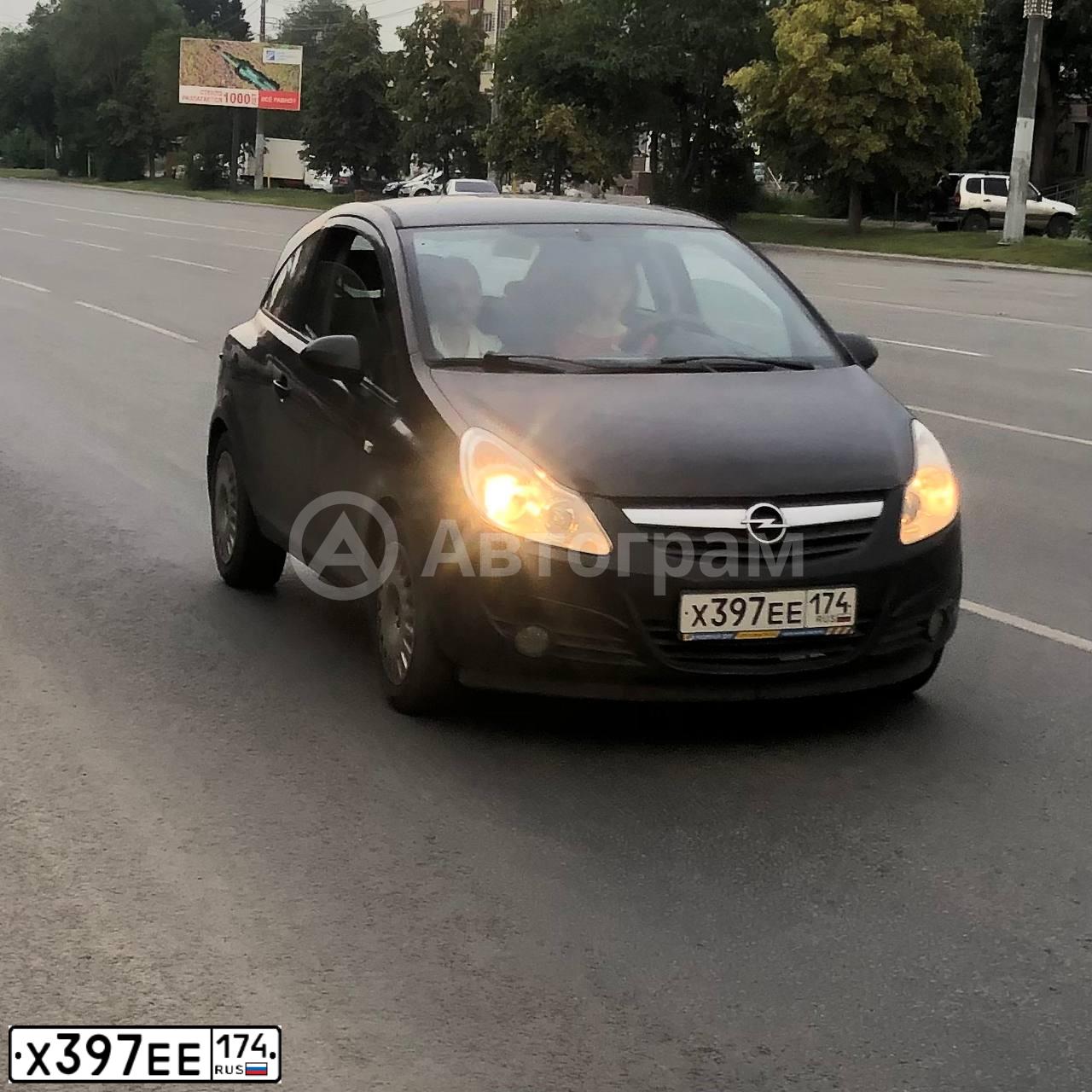 Фото автомобиля OPEL CORSA, 2008 — госномер Х397ЕЕ174. Цвет: ЧЕРНЫЙ