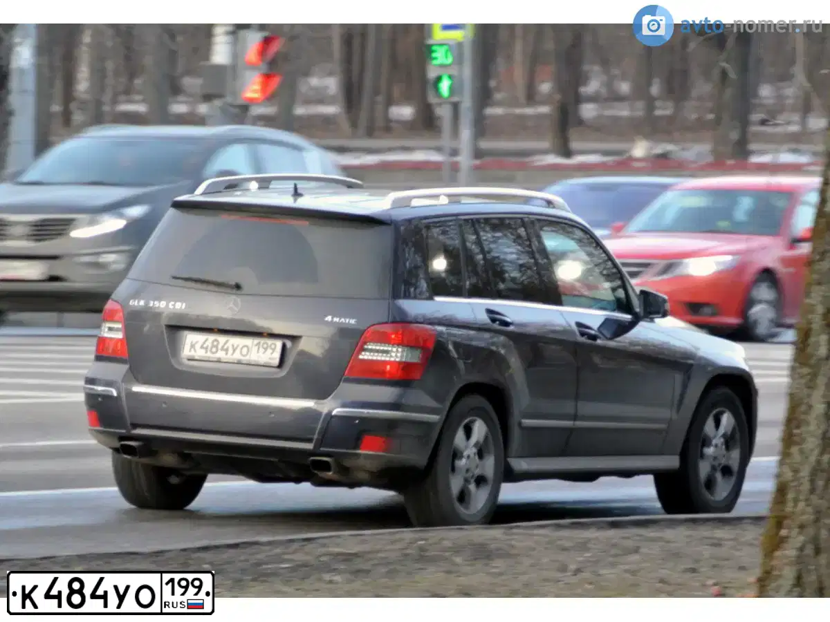 Фото автомобиля MERCEDES GLK-KLASSE, 2009 — госномер К484УО199. Цвет: Темно-синий