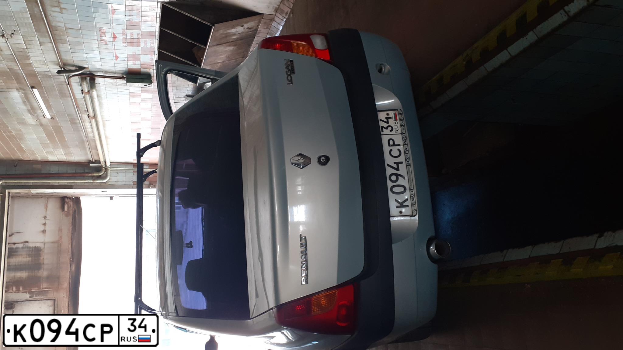 Фото автомобиля RENAULT LOGAN, 2007 — госномер К094СР34. Цвет: СЕРЫЙ
