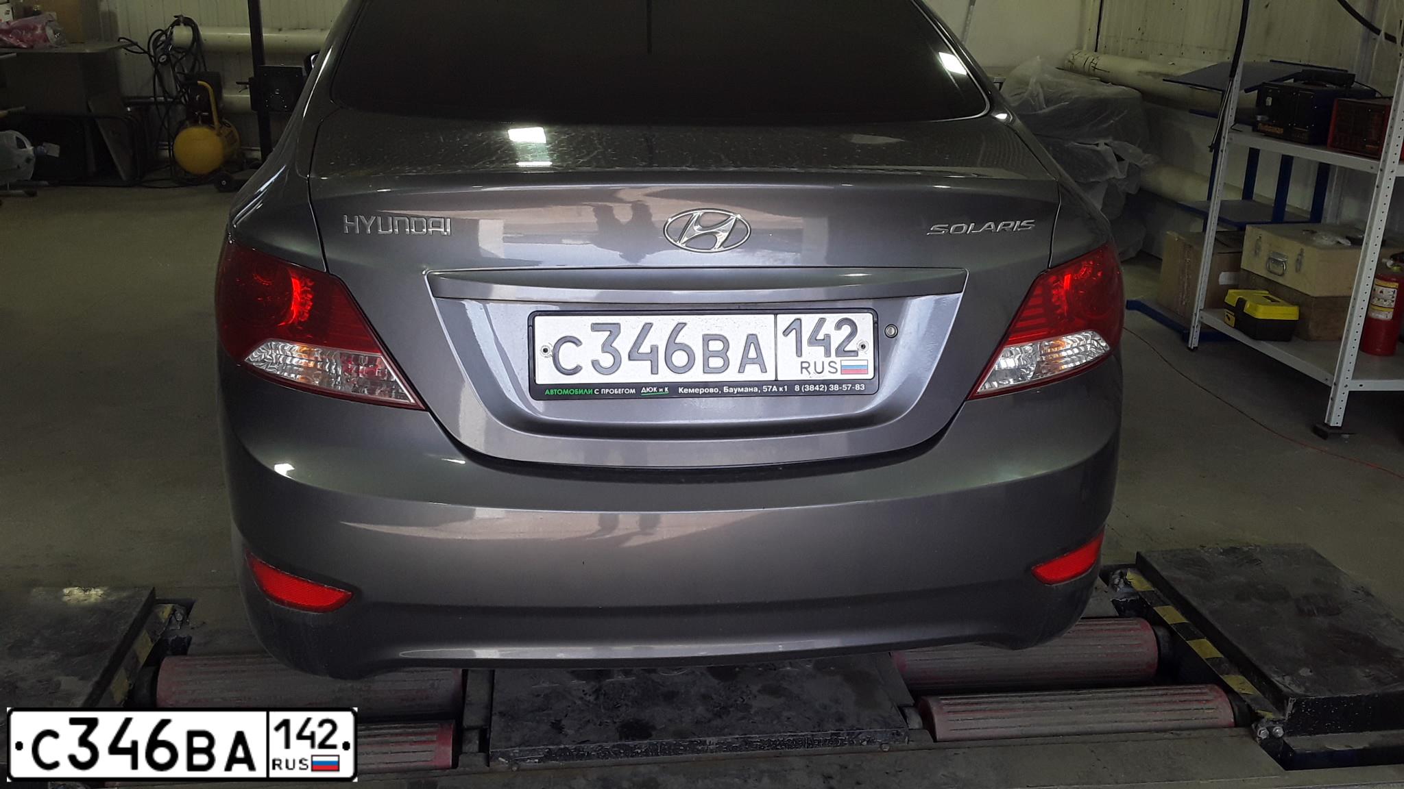 Фото автомобиля HYUNDAI SOLARIS, 2012 — госномер Т432ОС142. Цвет: ЧЕРНО-СЕРЫЙ