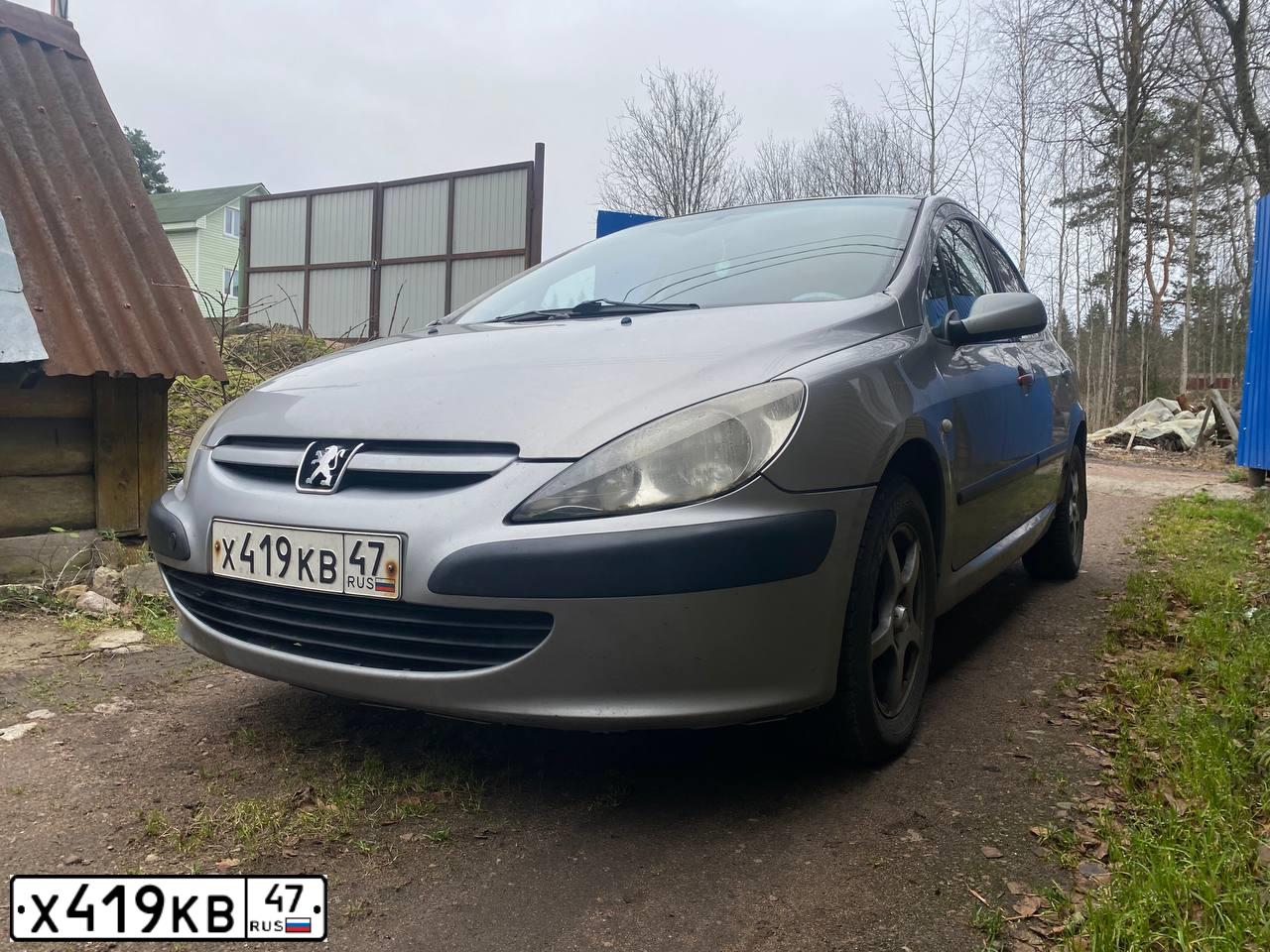 Фото автомобиля PEUGEOT 307, 2002 — госномер Х419КВ47. Цвет: Серебристый