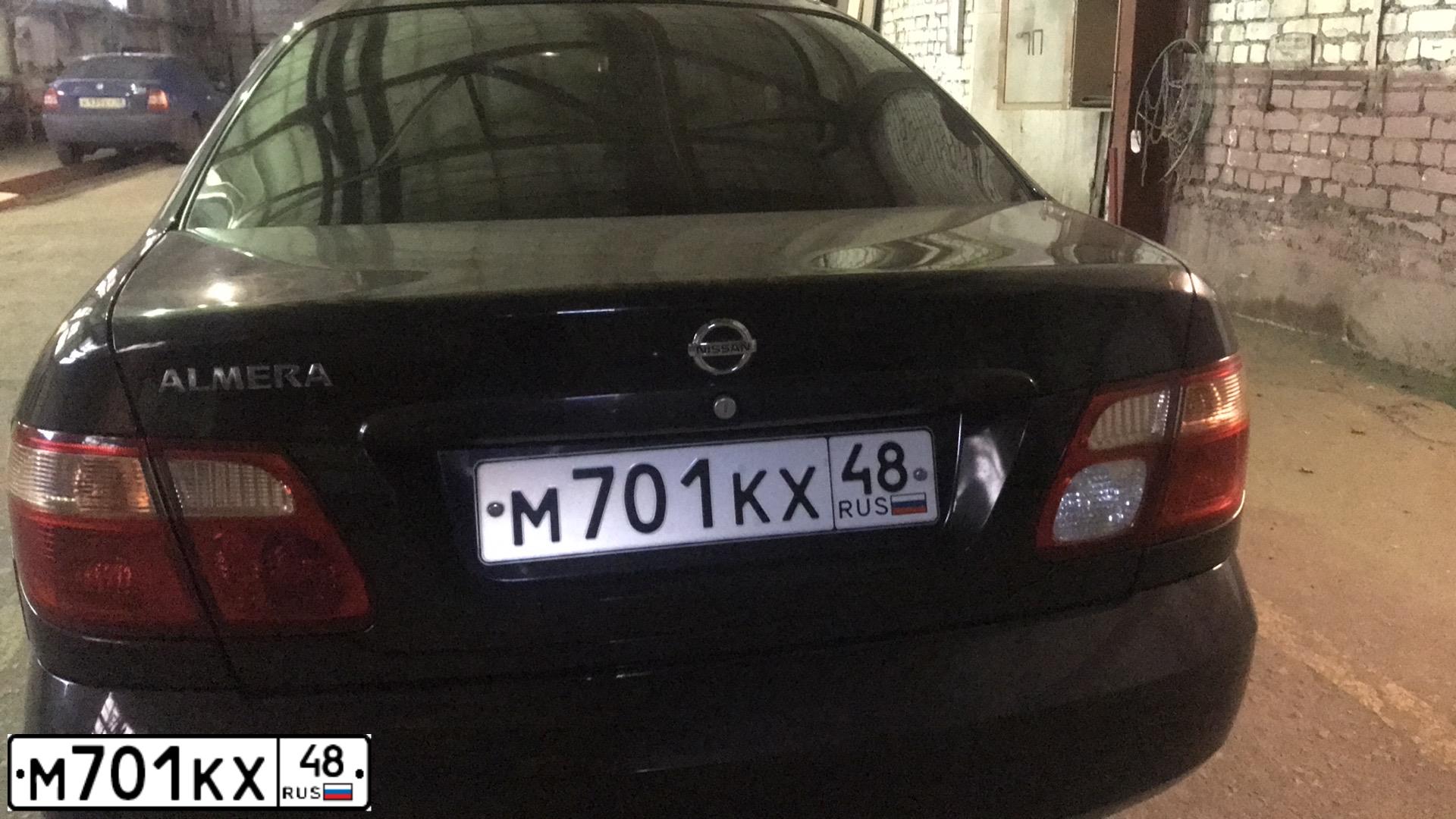 Фото автомобиля NISSAN ALMERA, 2006 — госномер М701КХ48. Цвет: ЧЕРНЫЙ