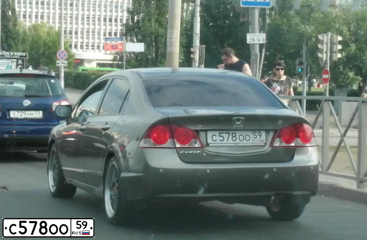 Фото автомобиля HONDA CIVIC, 2008 — госномер С578ОО59. Цвет: СЕРЫЙ