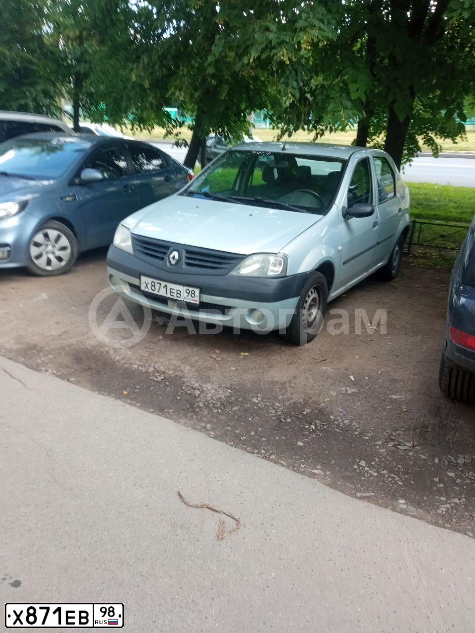 Фото автомобиля RENAULT LOGAN, 2009 — госномер Х871ЕВ98. Цвет: Серый