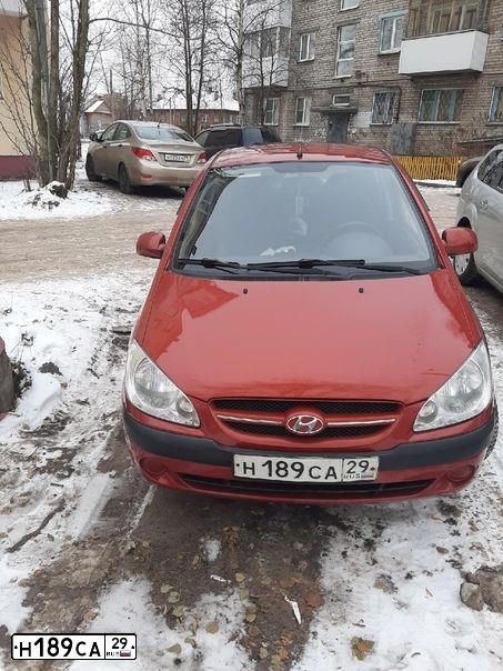 Фото автомобиля HYUNDAI GETZ, 2008 — госномер К486ТК35. Цвет: Красный